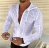 Men's Summer New Checkered Hooded Zipper Shirt