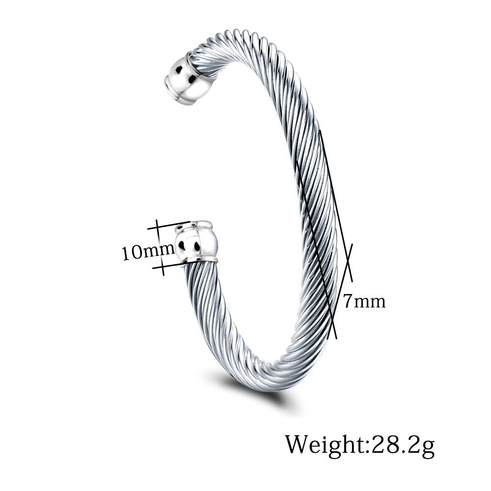 New Trendy Titanium Steel Personalized Twist Cable Opening Adjustable Inlaid Zircon All-Match Fashion Bracelet