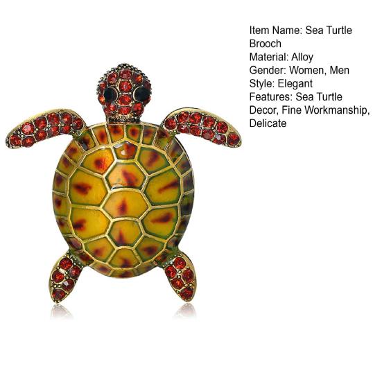 Sea Turtle Brooch Oil-Dripping Rhinestone Animal Shape Retro Personality Gift Men Business Suit