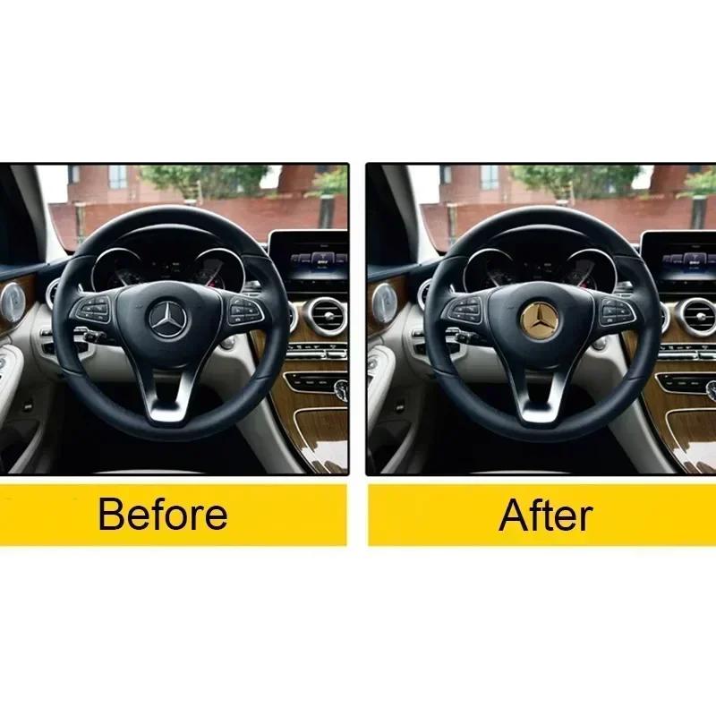 52/57mm for Mercedes Benz AMG A B C D M S R G Class GLA GLB W124 W176 W204 W212 GLK Car Steering Wheel Center Emblem Sticker z3