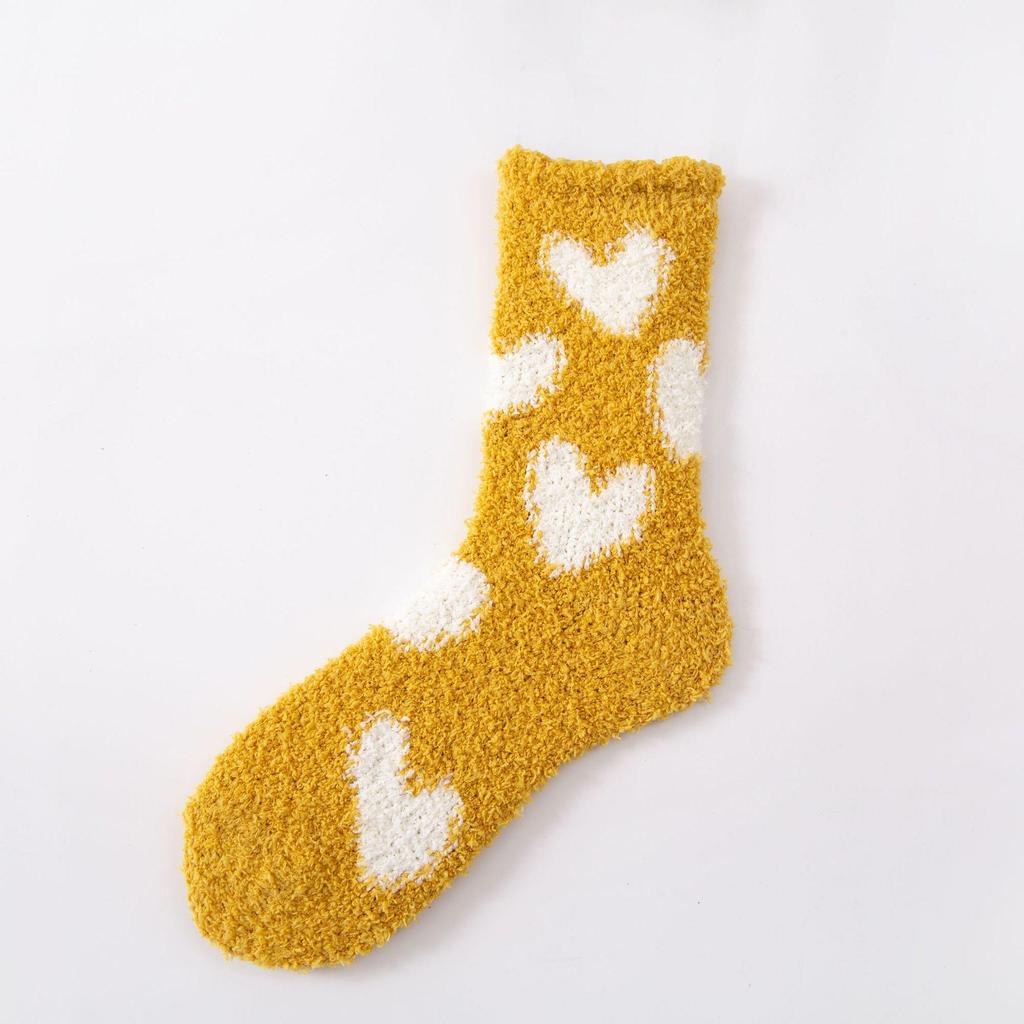 Женские носки средней длины из кораллового флиса: Плотный, Теплый, Не оставляющий ворсинок, Японский стиль для осени/зимы.