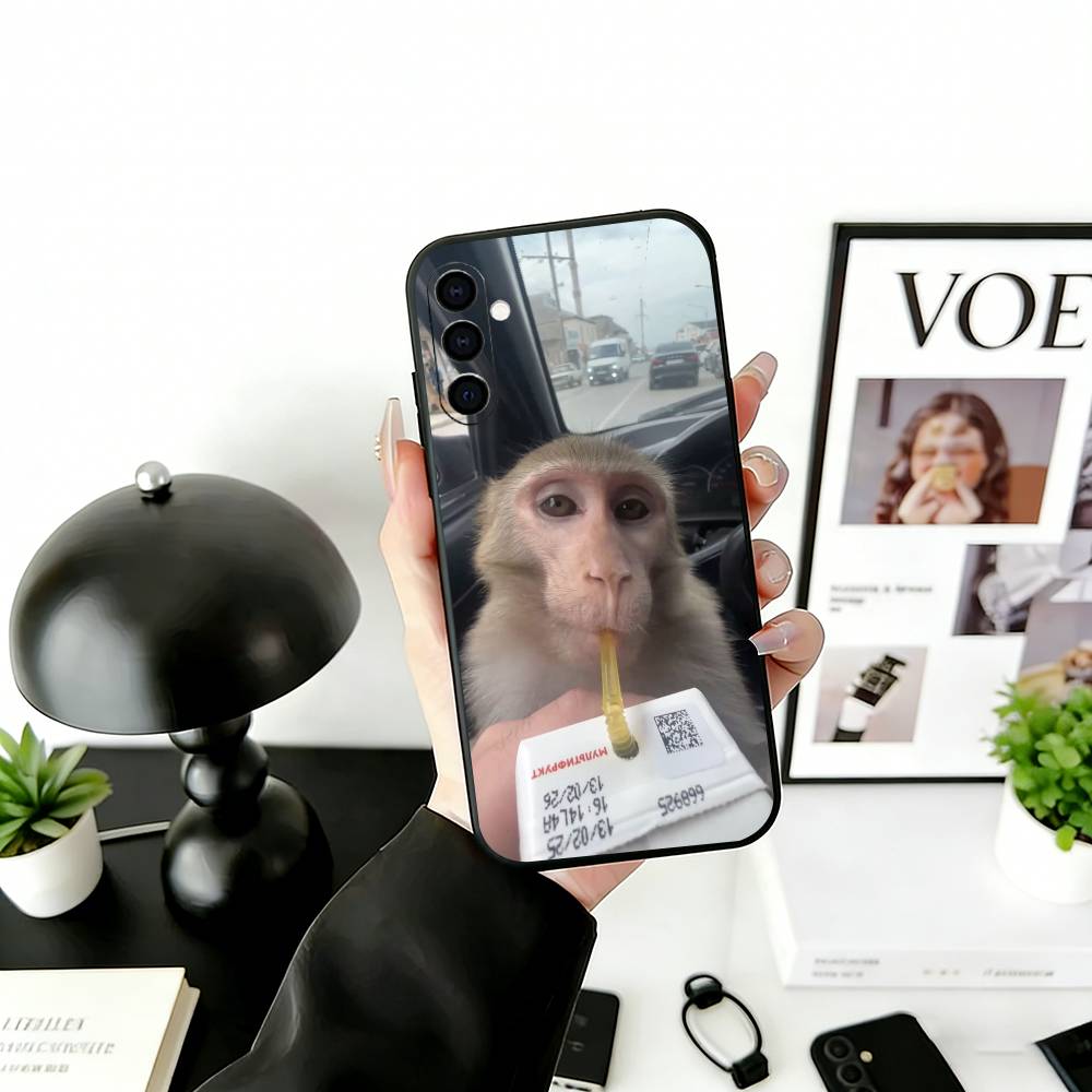 C-Cute F-Funny Monkey Phone Case For Samsung Galaxy A73,A72,A71,A70,A53,A52,A51,Others Soft Black Cover