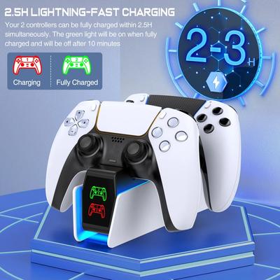 Быстрая зарядка для аксессуаров для игровой консоли Sony Для PS5 Контроллер Зарядная док-станция Кронштейн RGB Зарядная станция для контроллера Двойная