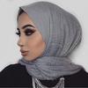 Muslim Women Crinkle Hijab Scarf Soft Solid Cotton Head Scarves Turban Shawls and Wrap