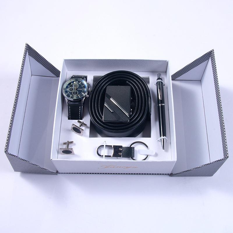 Valentine's Day Business Gift Set Men's Watch Sunglasses Belt Wallet Christmas Gift Set Quartz Watch Set for Men