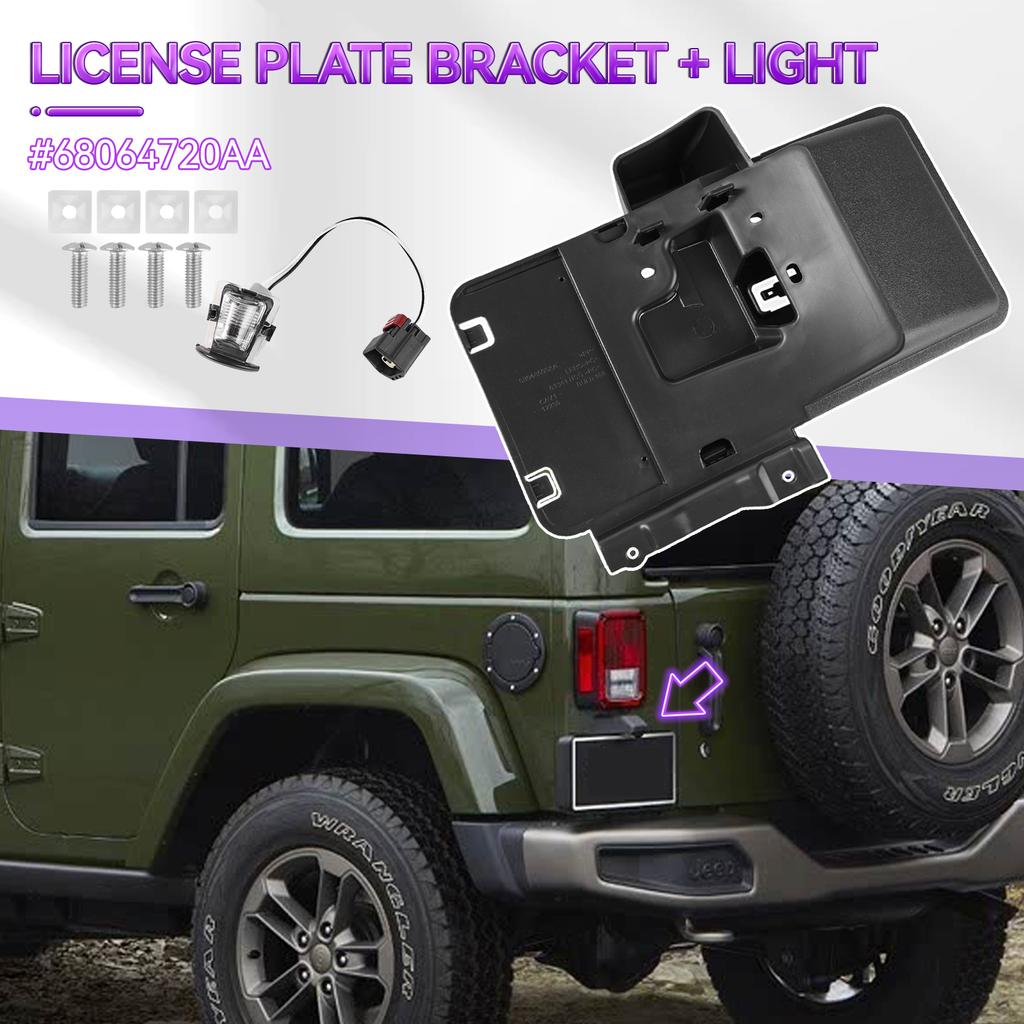Car Rear License Plate Mounting Holder Frame Bracket Light Fits for Jeep Wrangler JK JKU 2006-2017 68064720AA Auto Accessories