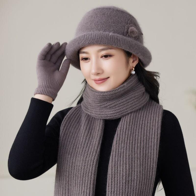 The elderly hat winter mother hat wool hat old lady grandma old man cold hat rabbit fur warm knitted hat