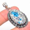 Natural K2 Blue Azurite Gemstone 925 Sterling Silver Gift Pendant 2.05" L1u88