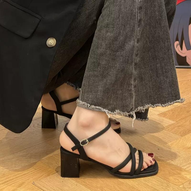 2024 Summer New Roman Sandals Fashion Everything Sexy Open Toe Chunky Heel Fairy Wind High Heels Shoes Pumps Women Shoes