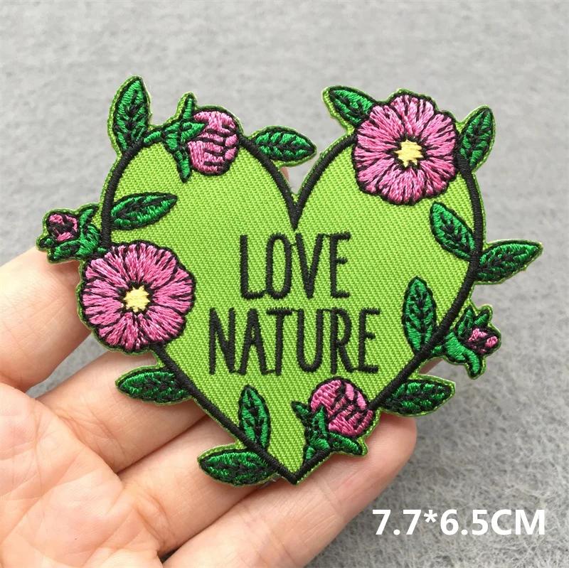 Love Nature Нашивки Вышитые Нашивки 'Волшебный Гриб' Для Одежды DIY Наклейки Пришивные Аппликации Цветы Полоски