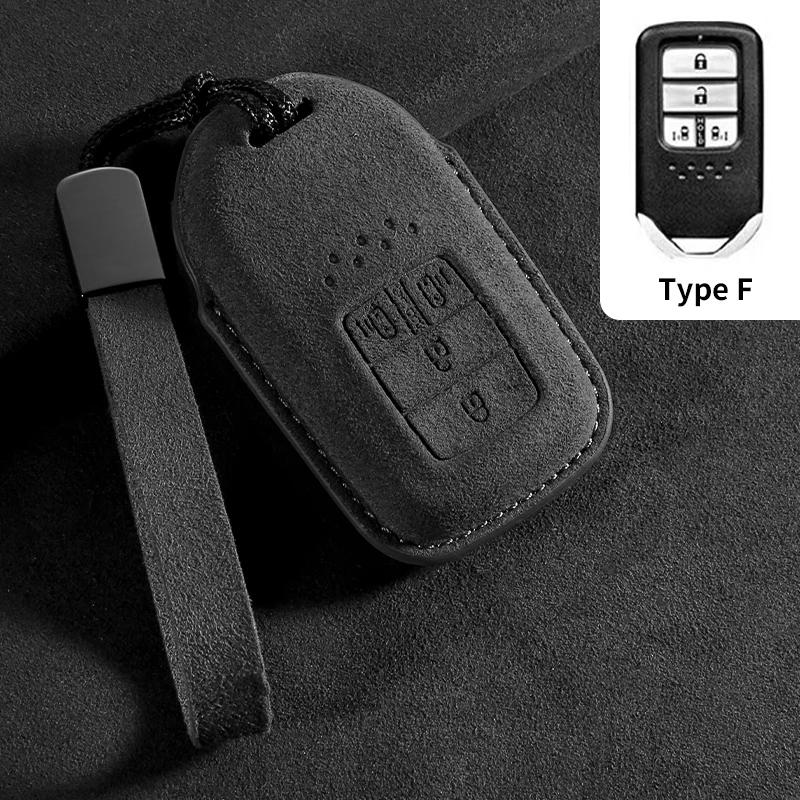 Interior Mouldings Car Remote Key Case Cover For Honda HRV XRV URV Vezel City Civic Jazz BRV BR-V Accord  4 Buttons Suede Keycha