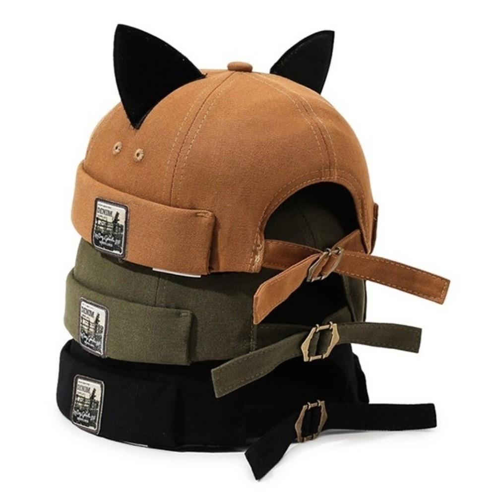 Adjustable Cat Ears Brimless Hat Cute Woman's Landlord Hat Simple Bucket Cap Casual Wear