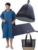 Sauna Preparation Set Sauna Sauna Sauna Poncho and Mesh Bag [co-que] (4 Pieces) Hat, Mat, Lite, (Poncho Blue, Hat Gray, Mat Gray)