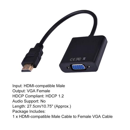 VGA Кабель Plug Play Превосходная передача сигнала Прочный HDMI Male на VGA Female Конвертер Адаптер для DVD