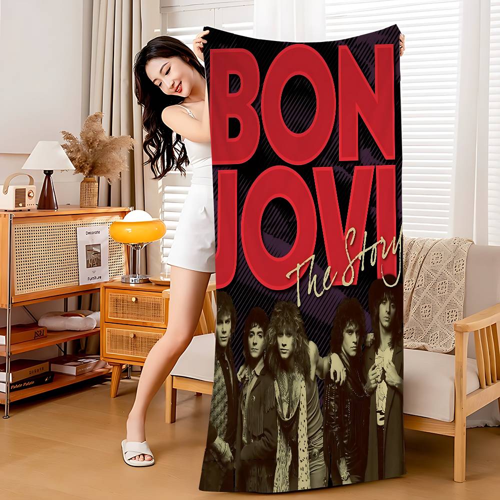 Hot Rock Band B-Bon Jovies Microfiber Blanket Quick Drying Beach Towels Oversized Printing Super Absorbent Pool Towel Blanket