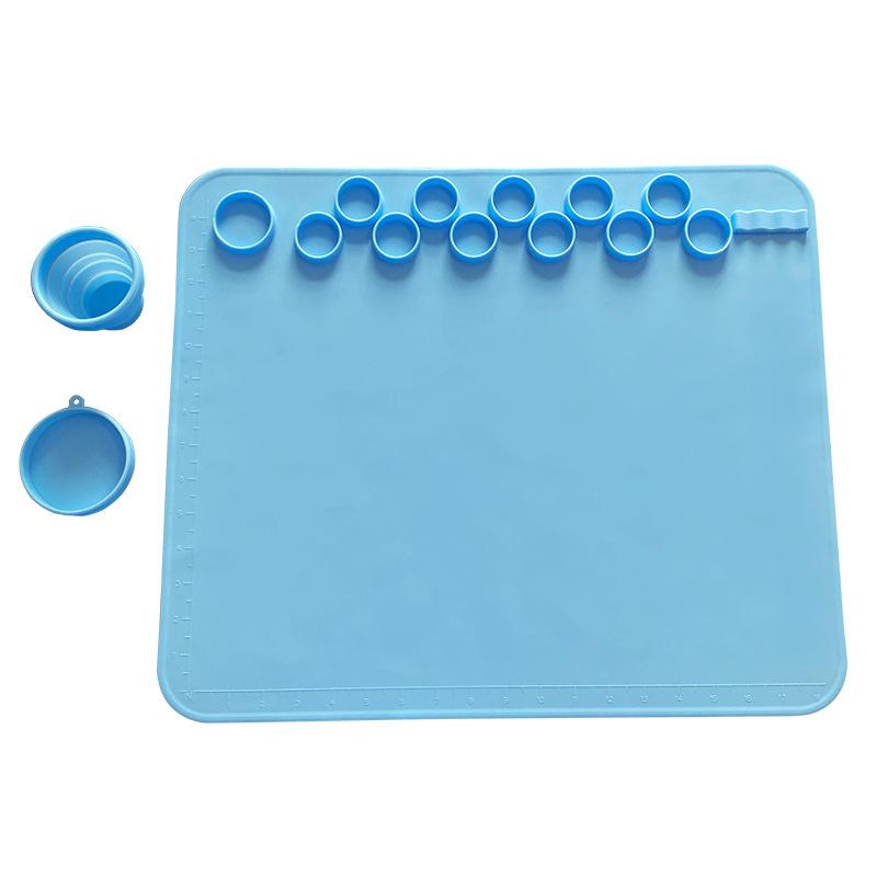 Kid Color Craft Educational Silicone Drawing Mat Washable Easy Clean Non-sticky Graffiti Reuse Pad Non Slip Painting Palette Cup