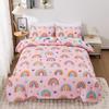 Rainbow Single Duvet Cover with Pillowcase, Girls Single Duvet Cover Bedding Single Bed Childrens Duvet Covers Kids Bedding Sets