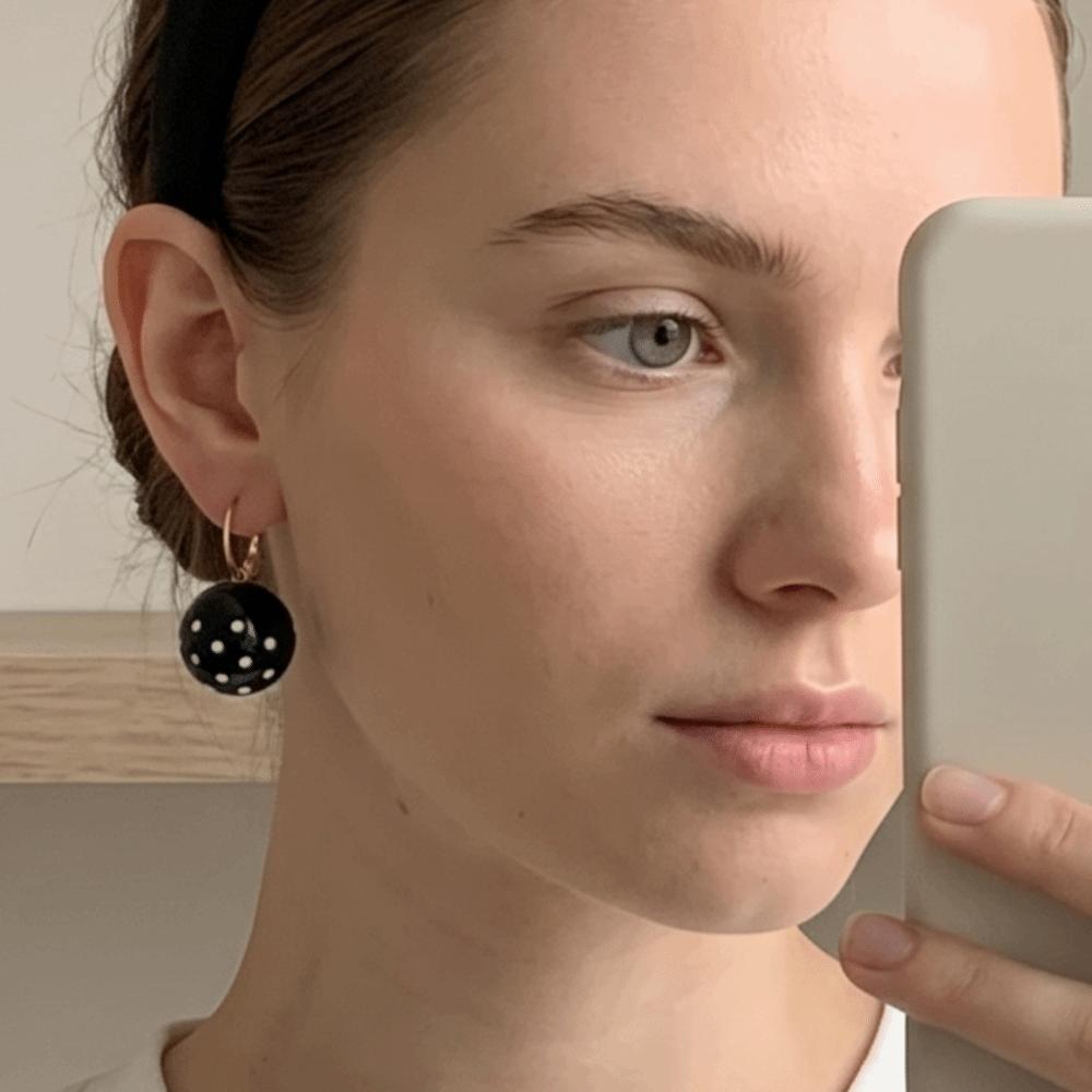 Zinc Zinc Alloy Polka Dot Earrings Black White Dangle Earrings Fashion Round Ball Ear Buckles  Party Wear
