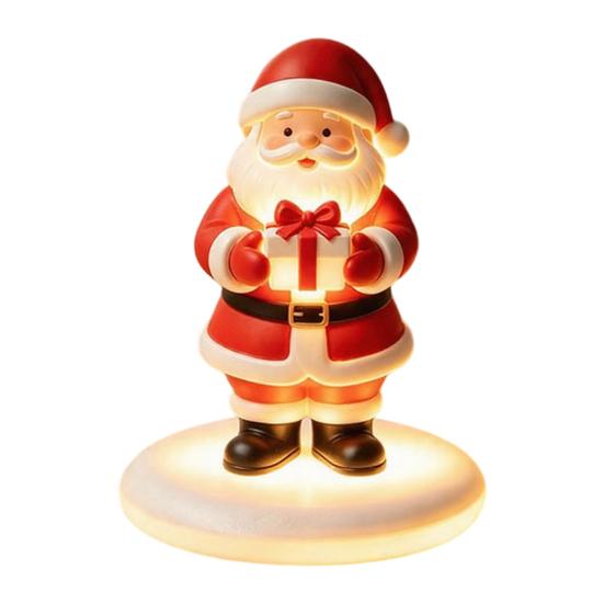Christmas Table Decorations Santa Claus Figurine with Warm LED Light, Glowing Tabletop Night Decorative Bedside Lamp Light Decor, Holiday Desktop