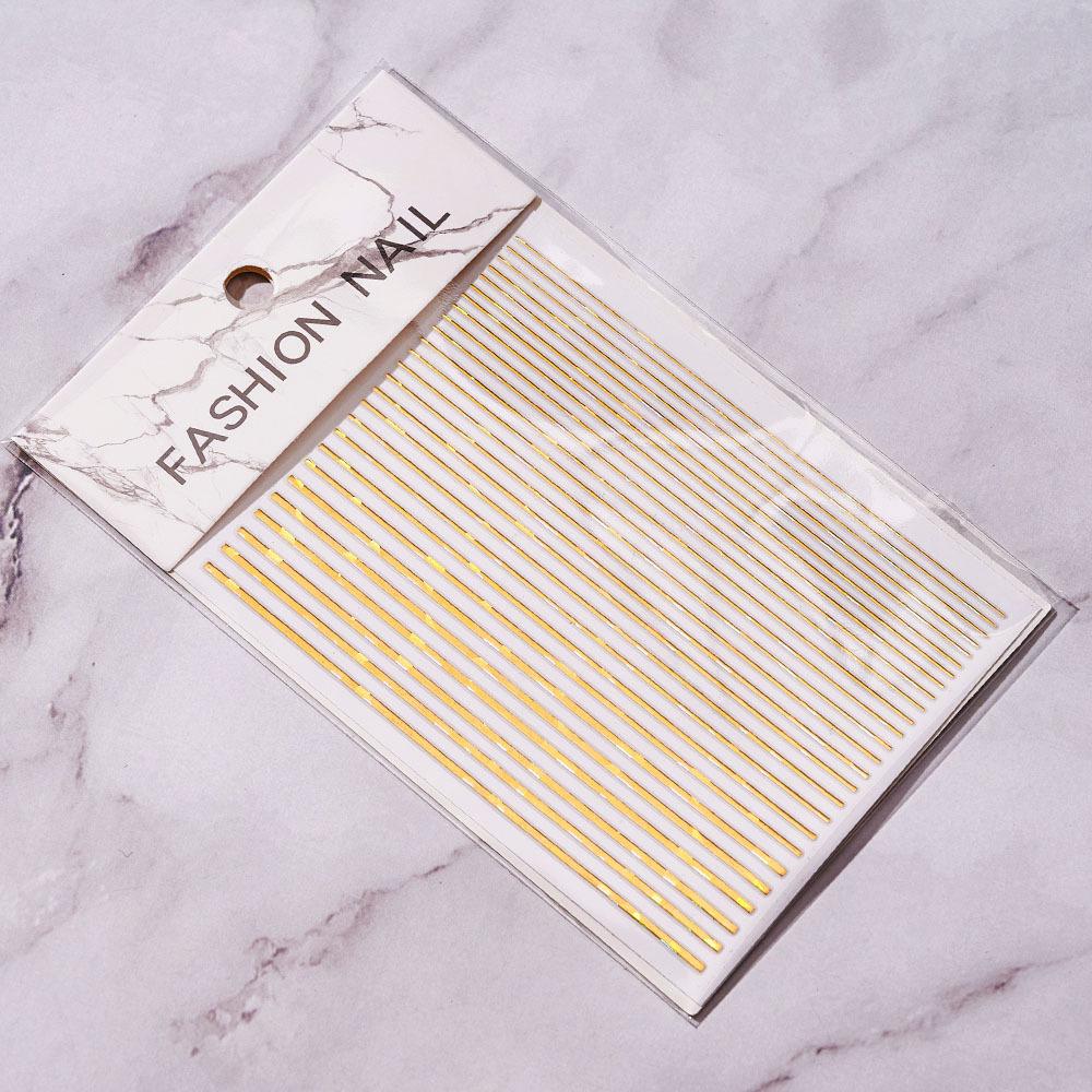 1 шт., серебряные, золотые линии, полосы, 3D наклейки для ногтей, геометрические волнистые звезды, сердце, самоклеющиеся слайдеры, бумага, переводные наклейки для дизайна ногтей