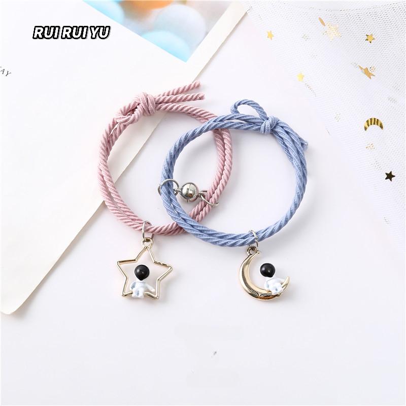 Новый браслет космонавта со звездой и луной, пара меньшего размера, кожаный чехол для парня, студента, пара, браслет, подарочная повязка на голову