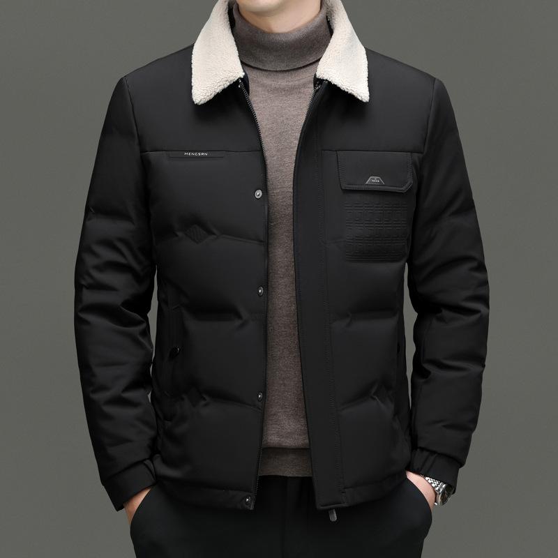 Мужская куртка-пуховик из утолщенного бархата с отворотом 90, зимняя, мужская, деловая, повседневная, теплая, для среднего возраста, куртка-пуховик