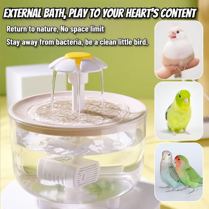 Auto Circulating 2-in-1 Parrot Bath & Pet Water Fountain Drip-Free Design for Small Pets USB Powered Pet Toys Bird Toys