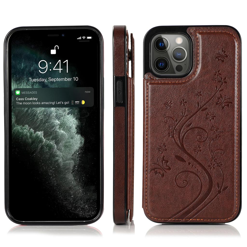 Butterfly Floral PU Leather Wallet Case for iPhone, Card Holder Slot Protective Cover with Kickstand