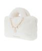 Maison de FLEUR 2-Way Сумка-БОСТОН с меховой отделкой и брелоком, Розовый, F, Сумка, 08000754200