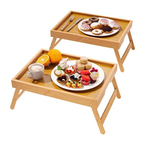 Бамбуковый столик-поднос для кровати со складными ножками, деревянный поднос для рисования, завтрака, перекуса, сервировки, подставка для ноутбука, складной столик для кровати, дивана