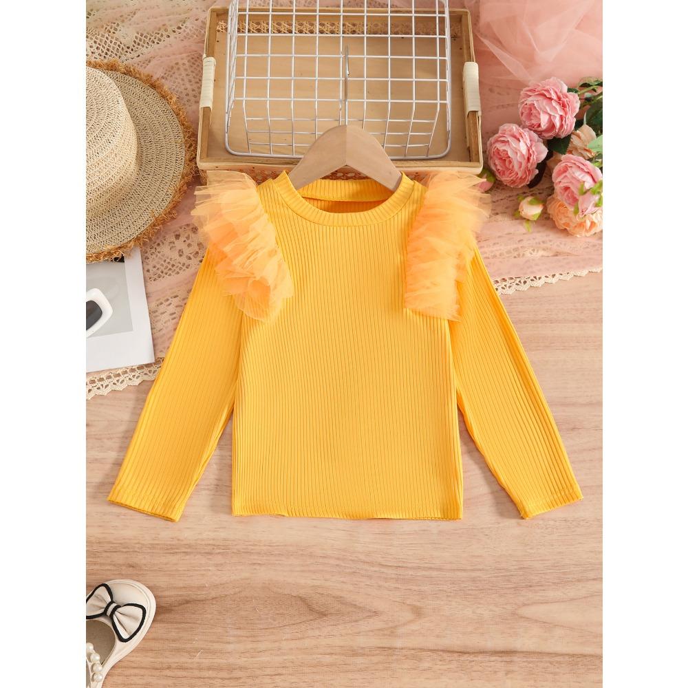 Girls' Long-Sleeve T-Shirt Spring/Fall Base Layer Girls' Mesh Top Base Layer High-Neck Long-Sleeve T-Shirt