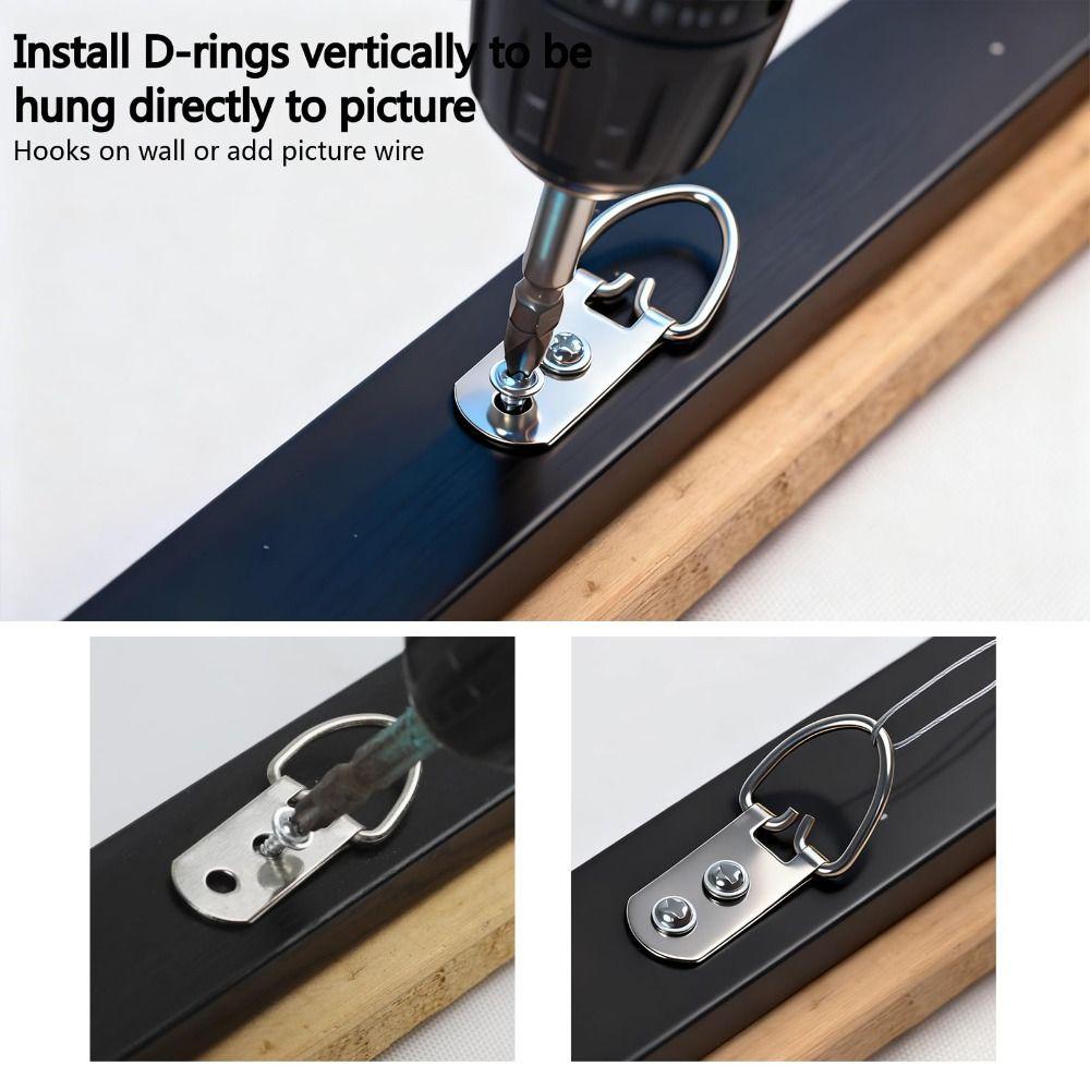 20pcs Corrosion Resistant D-Ring Hooks Steel Frame Hangers Wall Mounting Hangers Picture Frames