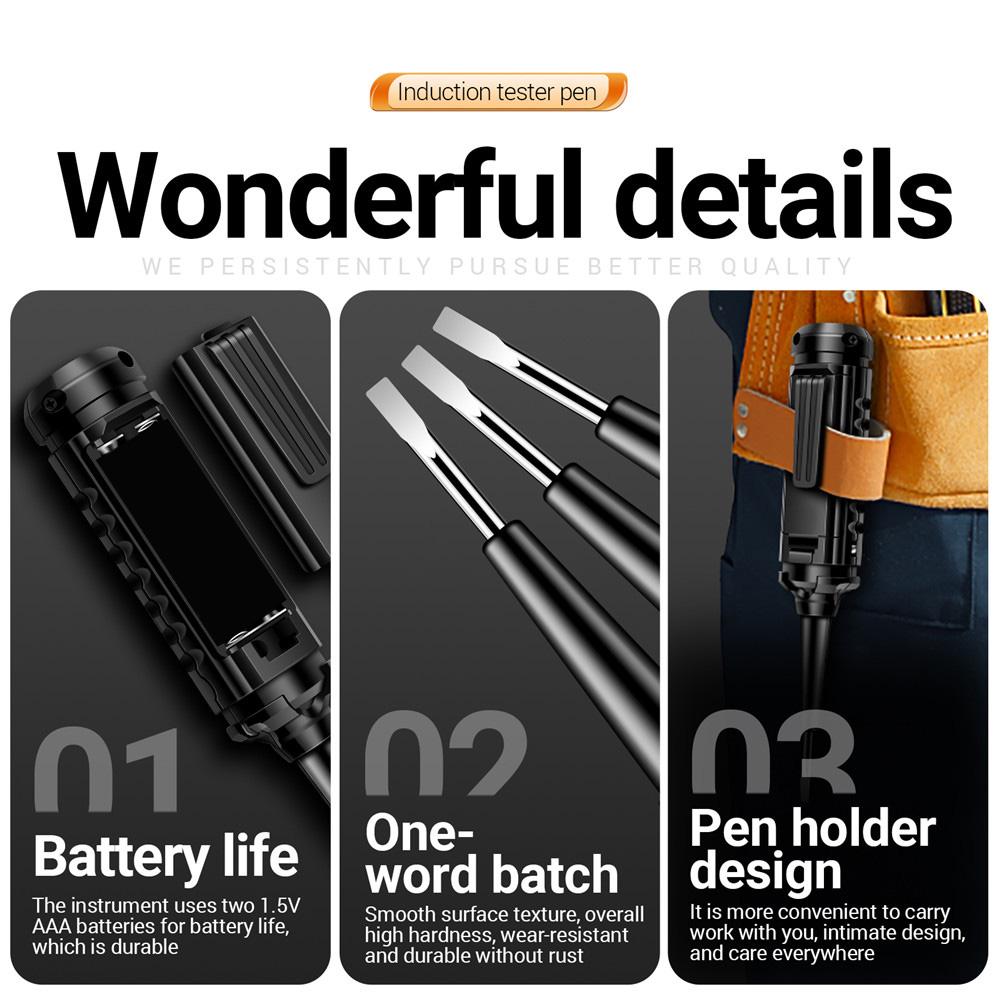 B15 AC25-250V Плоская головка Трехцветный свет Многофункциональный тестер обнаружения Ручка Напряжение Отвертка Электрик Тестовые инструменты