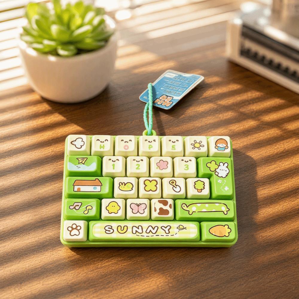 Cartoon Keycap Clicker Cute Fidget Keychain Mini Keychain Decompression Button Toy Small Gift