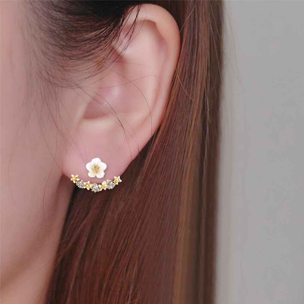1 Pair Women Ear Studs Party Wedding Flower Earrings Exquisite Delicate Jewelry Dress Up Decoration Friendship Gift