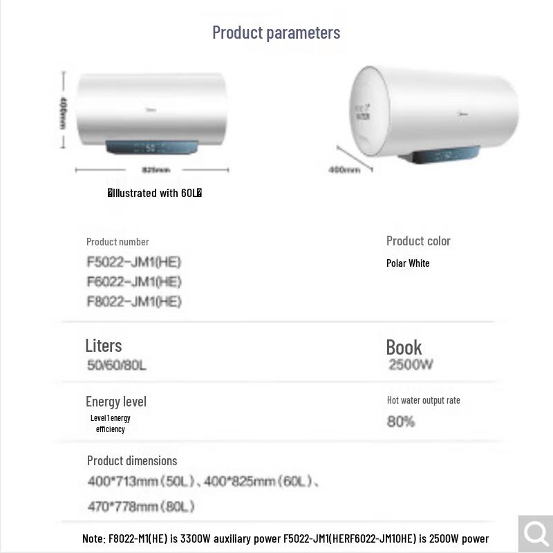 Midea F60-25JM1Pro 60л Электрический водонагреватель Вилка CN (адаптер в комплекте)