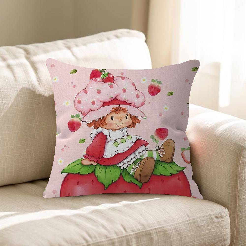 SStrawberry Vintage SShortcake Office Cushion Pillowcase Car Cushion Cover45X45CM Lumbar Pillowcase Sofa Pillowcover