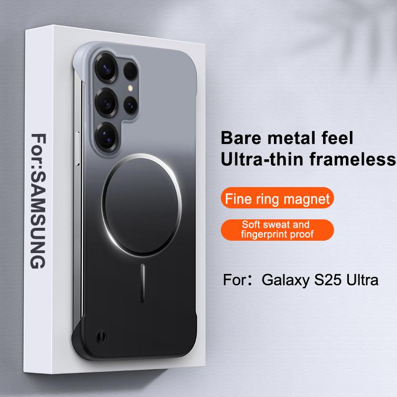 Безрамочный Магнитный Чехол для Телефона Magsafe для Samsung Galaxy S26 Ultra S25 Edge S24 S23 S22 Plus Градиентный Цвет Мягкая Задняя Крышка