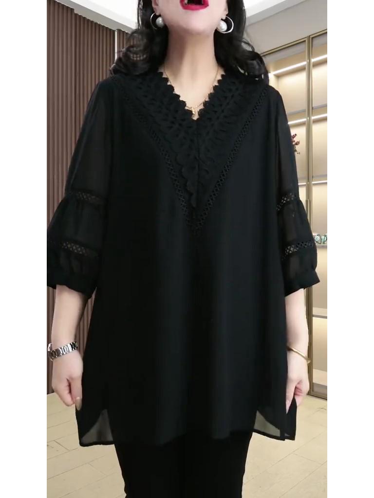 Весна/Лето 2025 Кружевной топ больших размеров – Приталенный свободный крой Женская мода