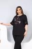 Женская блузка большого размера Блузка большого размера с каменным цветочным узором спереди