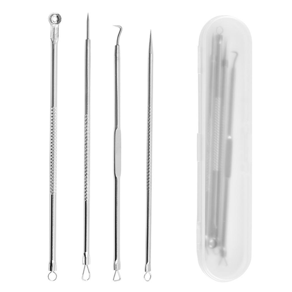 4Pcs Stainless Steel Acne Blackhead Removal Needle Tool Kit Deep Facial Clean