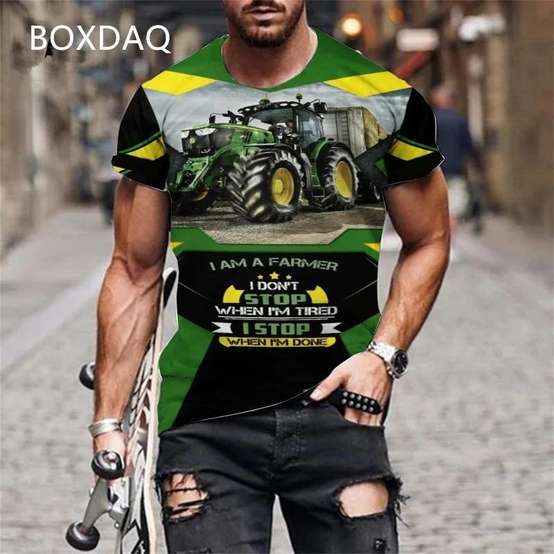 Мужские футболки с коротким рукавом и круглым вырезом с 3D-принтом «Трактор», «Автомобиль», «Фермер», «Инструменты», «Спортивные футболки»