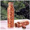Copper Printed Water Bottle 1000ml (Red Print) Leak Proof (SET of 2)