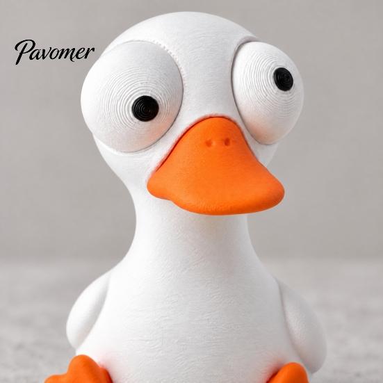 Cute Hippo Duckling Cat Ornaments Funny 3D Printed Ornament, Hippo/Goose/Cat Shape, Figurines with Big Desktop Moving Eyes, Interactive Decompression