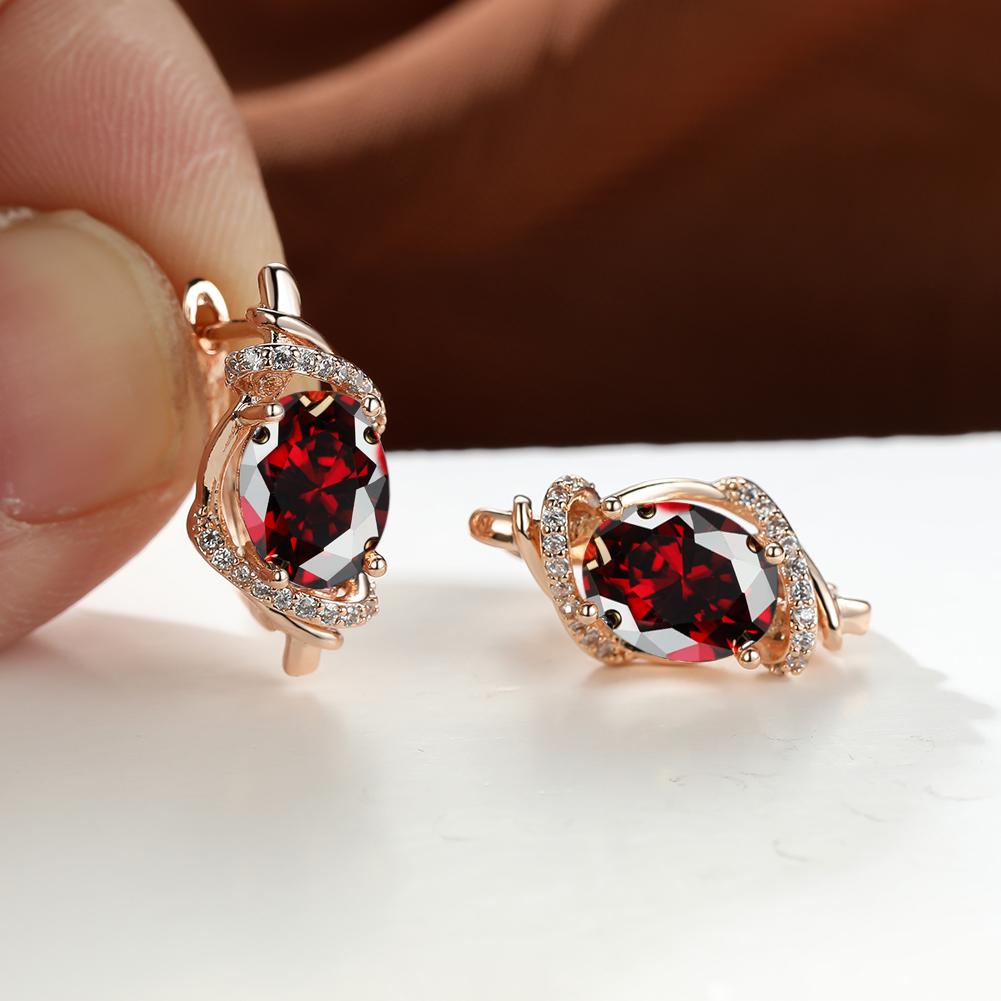 1 пара золотистого цвета Vine Geometry Round Oval Cut Pink Purple White Aqua Stone Party Серьги-кольца с камнем по рождению Висячие серьги Ювелирные изделия