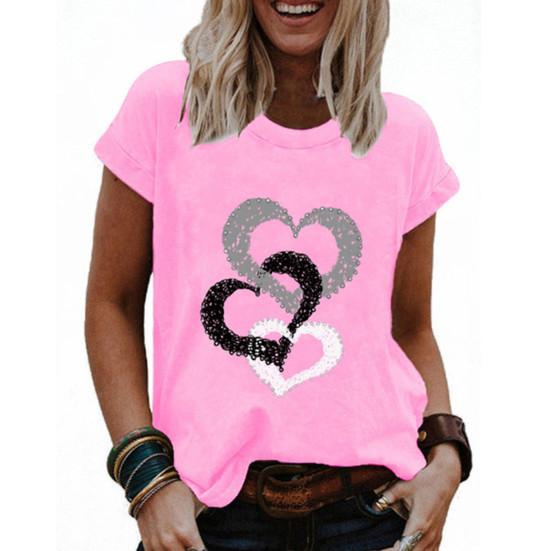 Футболка для девочек с круглым вырезом и короткими рукавами, устойчивая к царапинам, повседневный пуловер с забавным принтом в виде сердца, уличная одежда