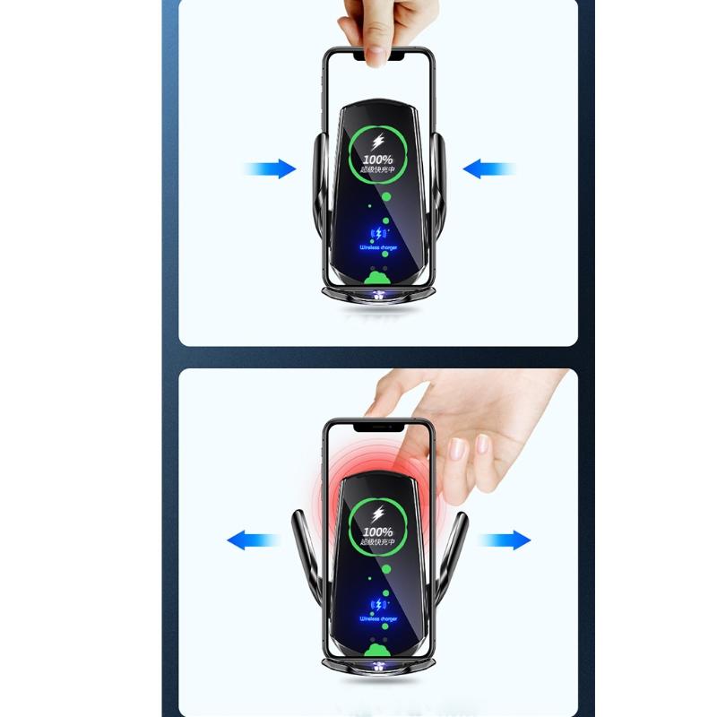 Автомобильный держатель для телефона премиум-класса, беспроводное зарядное устройство, кронштейн для мобильного телефона, индукционное открытие, закрытие, навигация, фиксирующая рамка, автодержатель