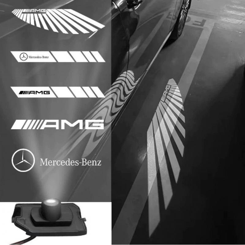 Проекционный свет в зеркале заднего вида Mercedes-Benz AMG для C, E, S-Class, GLC и GLB - Приветственный свет «Крылья Ангела».