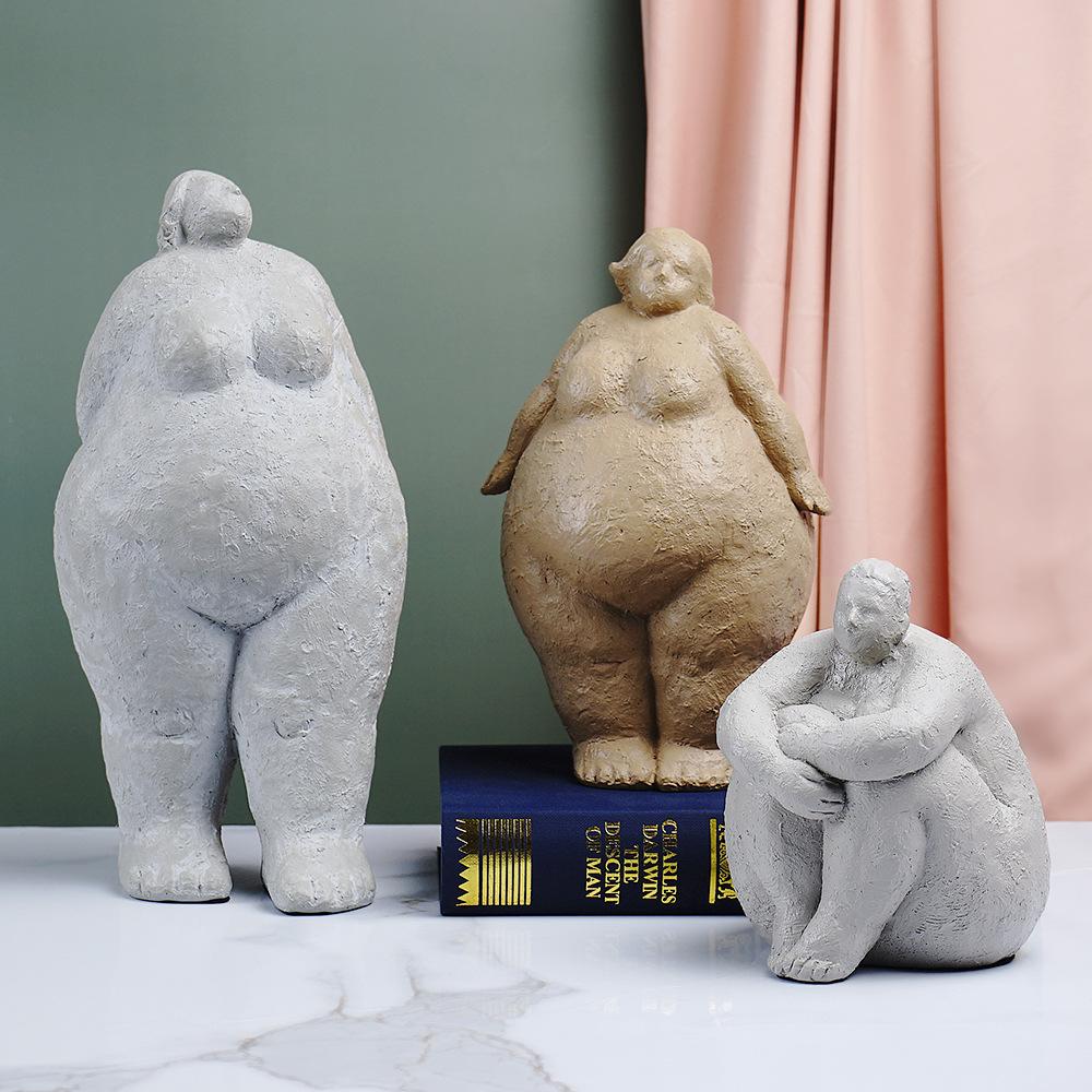 Абстрактные фигурки полной женщины из смолы Nordic Creative Woman Ornament Винтажное украшение для дома Настольное ремесло Подарки для комнаты