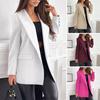 Women Suit Coat Lapel Long Sleeve Flap Pockets Suit Jacket Button Decor Slim Fit Solid Color Formal Jacket